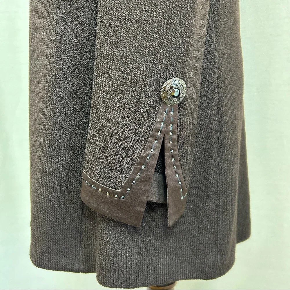 St. John Evening Classic Brown Wool Blend Knit Blazer Jacket Sz. 10 - Picture 4 of 10